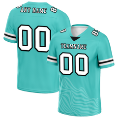 Custom Aqua Sleeve Stripes White Personalized Authentic Football Jersey FBJ02-bc0f0da