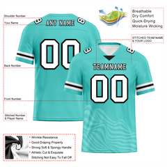 Custom Aqua Sleeve Stripes White Personalized Authentic Football Jersey FBJ02-bc0f0da