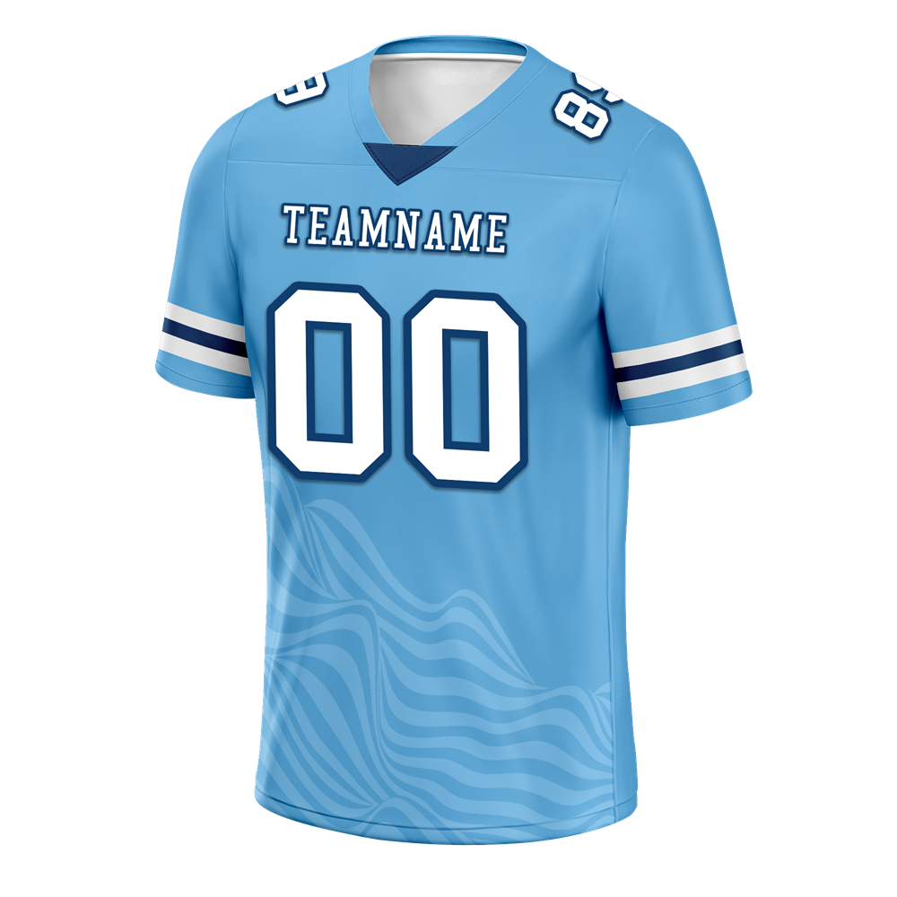 Custom Blue Sleeve Stripes White Personalized Authentic Football Jersey FBJ02-bc0f0db