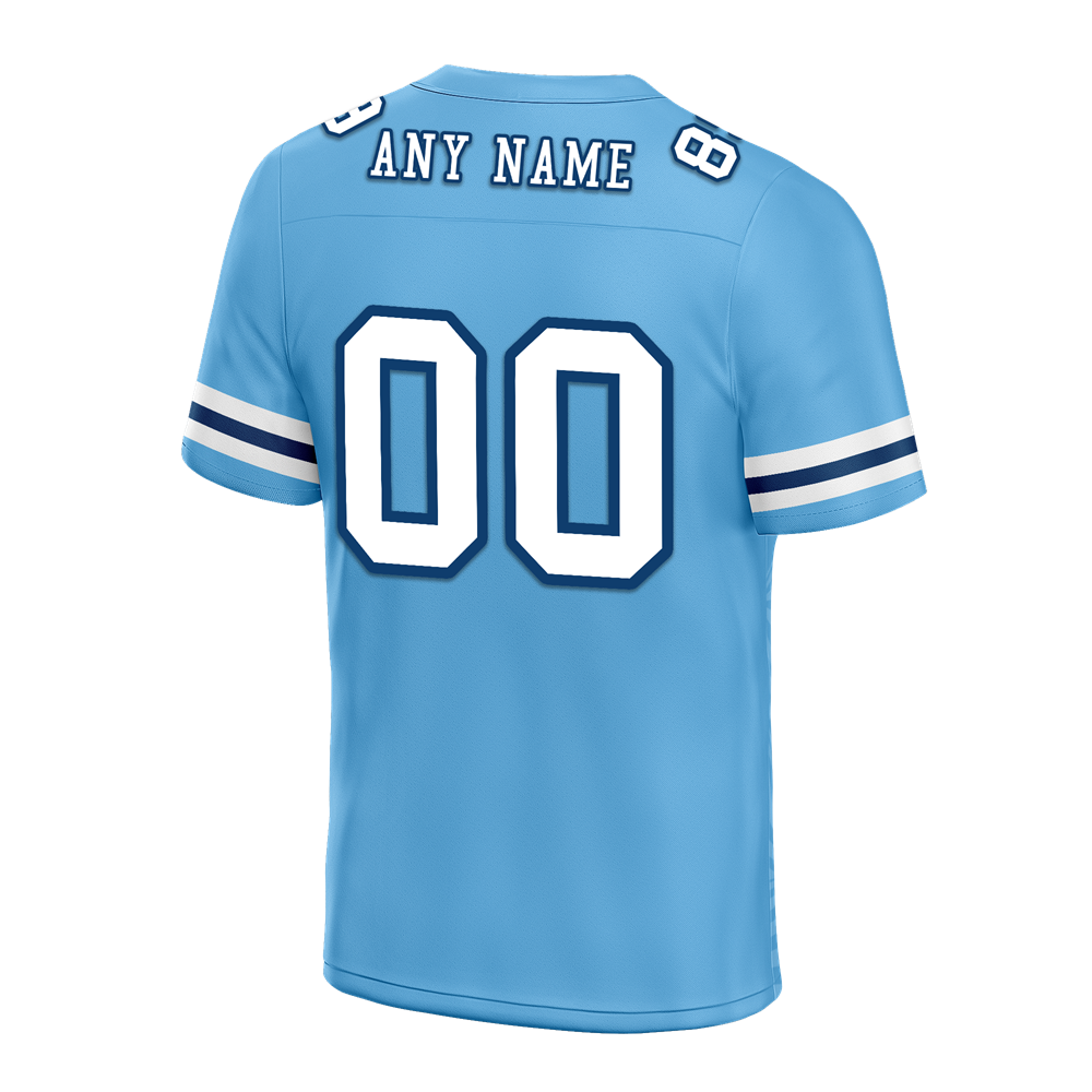 Custom Blue Sleeve Stripes White Personalized Authentic Football Jersey FBJ02-bc0f0db