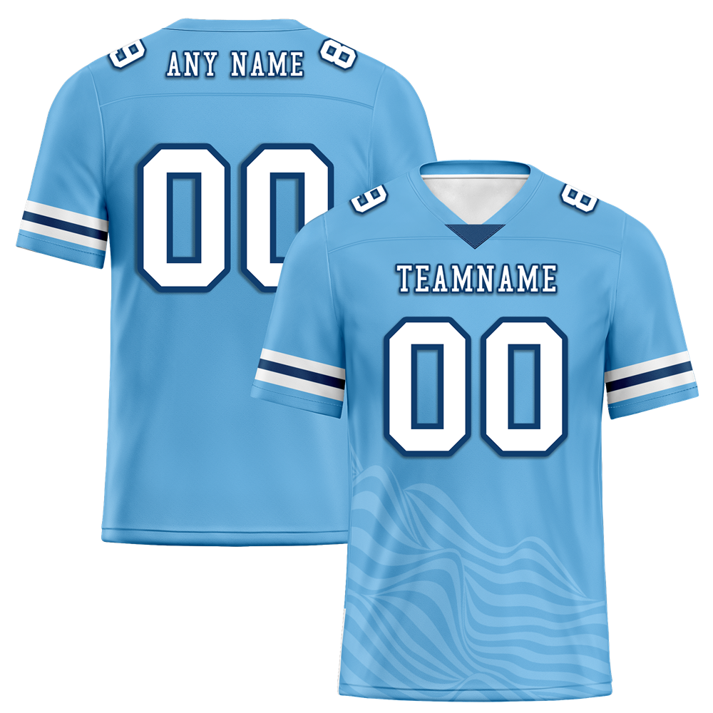 Custom Blue Sleeve Stripes White Personalized Authentic Football Jersey FBJ02-bc0f0db