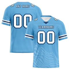 Custom Blue Sleeve Stripes White Personalized Authentic Football Jersey FBJ02-bc0f0db