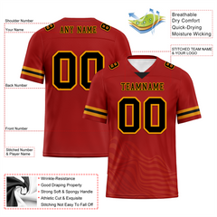 Custom Red Sleeve Stripes Black Personalized Authentic Football Jersey FBJ02-bc0f0dd