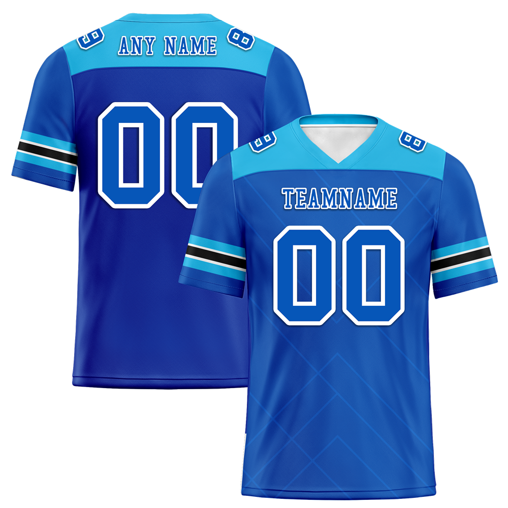 Custom Blue Sleeve Stripes Blue Personalized Authentic Football Jersey FBJ02-bc0f0eb