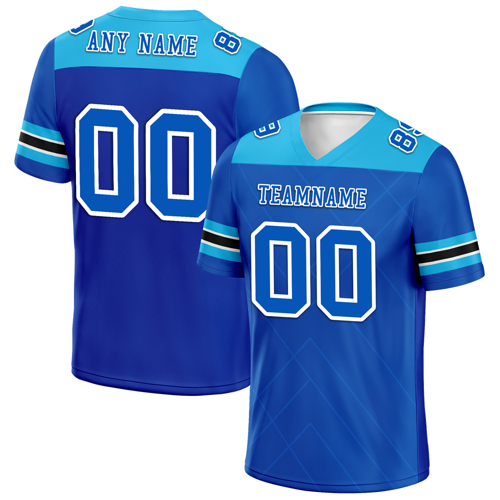 Custom Blue Sleeve Stripes Blue Personalized Authentic Football Jersey FBJ02-bc0f0eb
