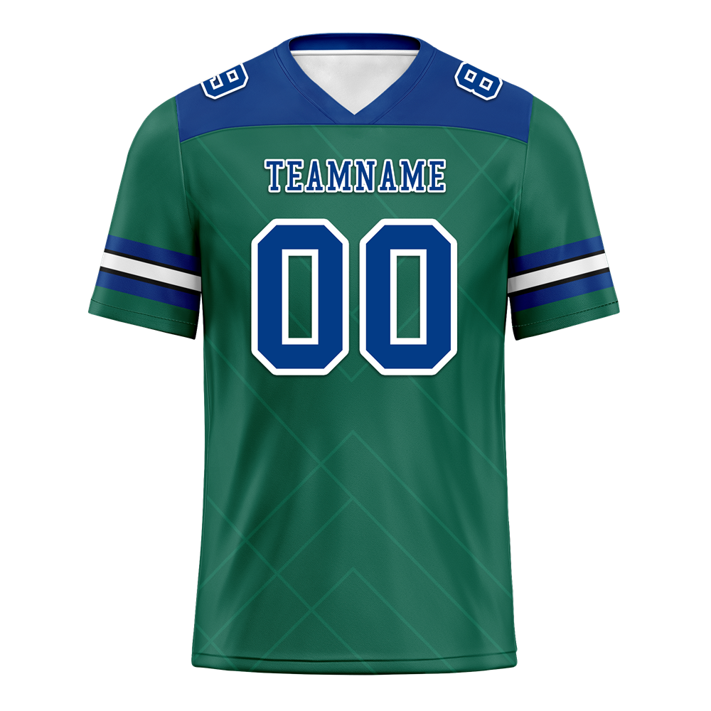 Custom Green Sleeve Stripes Blue Personalized Authentic Football Jersey FBJ02-bc0f0ec