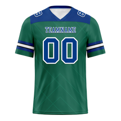 Custom Green Sleeve Stripes Blue Personalized Authentic Football Jersey FBJ02-bc0f0ec