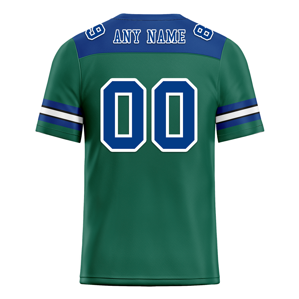 Custom Green Sleeve Stripes Blue Personalized Authentic Football Jersey FBJ02-bc0f0ec