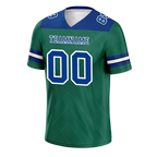 Custom Green Sleeve Stripes Blue Personalized Authentic Football Jersey FBJ02-bc0f0ec