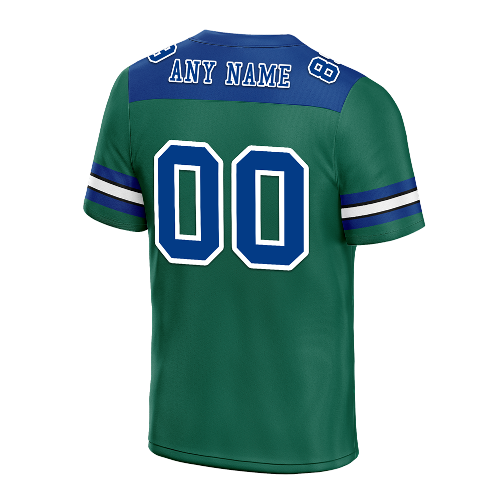 Custom Green Sleeve Stripes Blue Personalized Authentic Football Jersey FBJ02-bc0f0ec