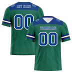 Custom Green Sleeve Stripes Blue Personalized Authentic Football Jersey FBJ02-bc0f0ec