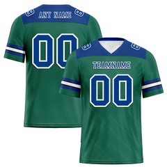 Custom Green Sleeve Stripes Blue Personalized Authentic Football Jersey FBJ02-bc0f0ec