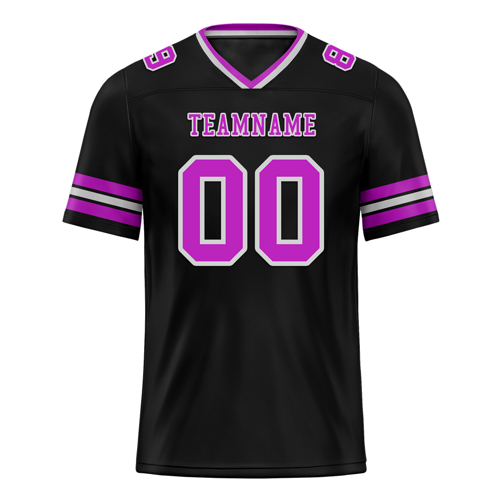 Custom Black Sleeve Stripes Purple Personalized Authentic Football Jersey FBJ02-bc0f0fa