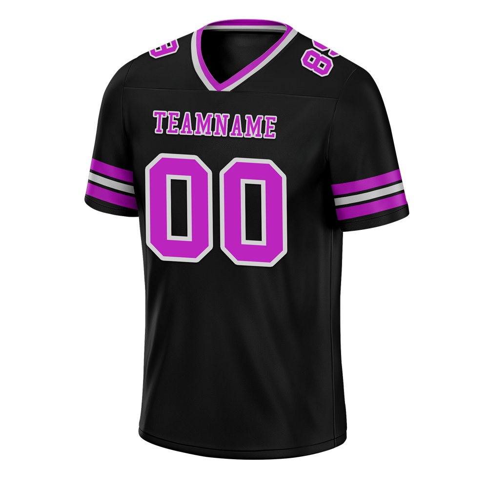 Custom Black Sleeve Stripes Purple Personalized Authentic Football Jersey FBJ02-bc0f0fa