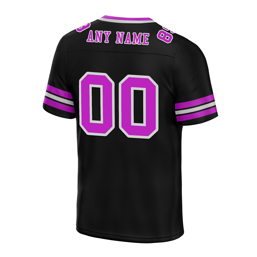 Custom Black Sleeve Stripes Purple Personalized Authentic Football Jersey FBJ02-bc0f0fa