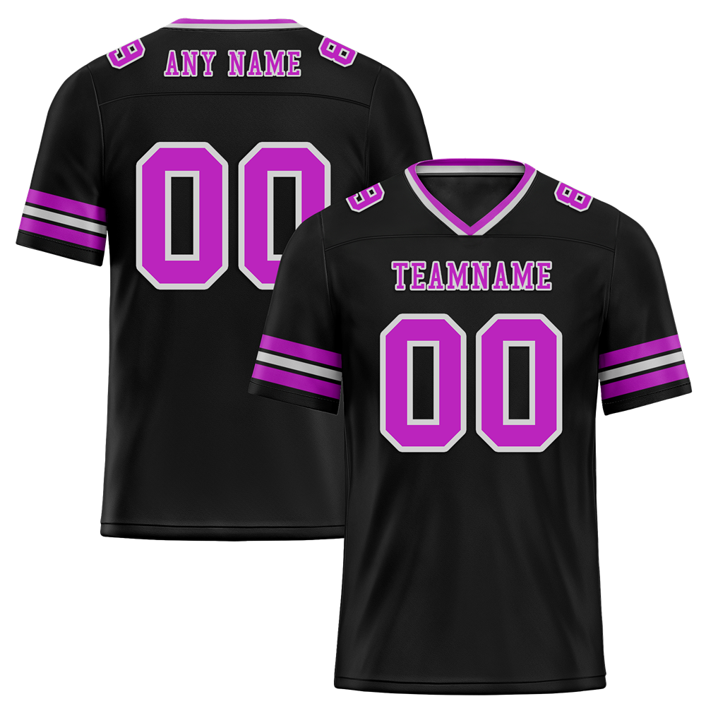 Custom Black Sleeve Stripes Purple Personalized Authentic Football Jersey FBJ02-bc0f0fa