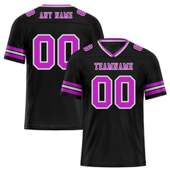 Custom Black Sleeve Stripes Purple Personalized Authentic Football Jersey FBJ02-bc0f0fa