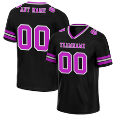 Custom Black Sleeve Stripes Purple Personalized Authentic Football Jersey FBJ02-bc0f0fa