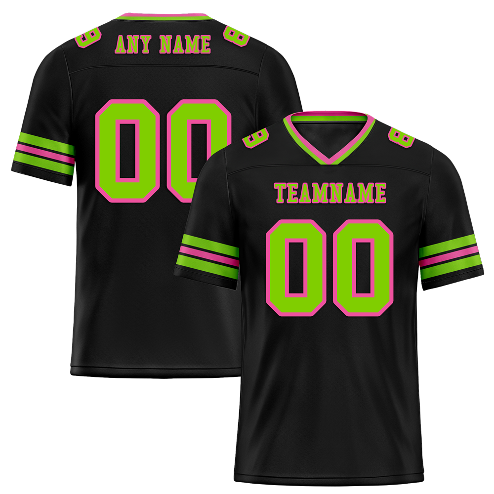 Custom Black Sleeve Stripes Green Personalized Authentic Football Jersey FBJ02-bc0f0fb