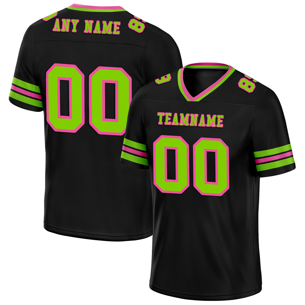 Custom Black Sleeve Stripes Green Personalized Authentic Football Jersey FBJ02-bc0f0fb