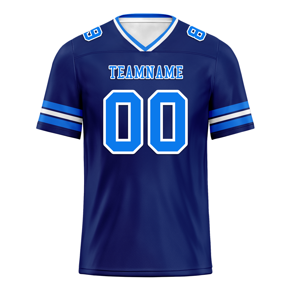 Custom Blue Sleeve Stripes Blue Personalized Authentic Football Jersey FBJ02-bc0f0fc
