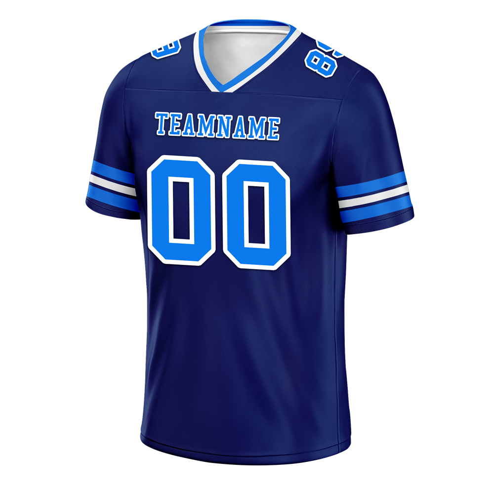 Custom Blue Sleeve Stripes Blue Personalized Authentic Football Jersey FBJ02-bc0f0fc