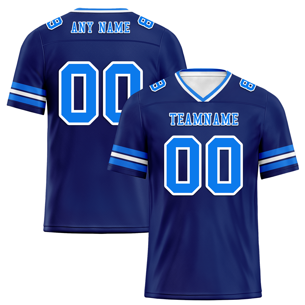 Custom Blue Sleeve Stripes Blue Personalized Authentic Football Jersey FBJ02-bc0f0fc
