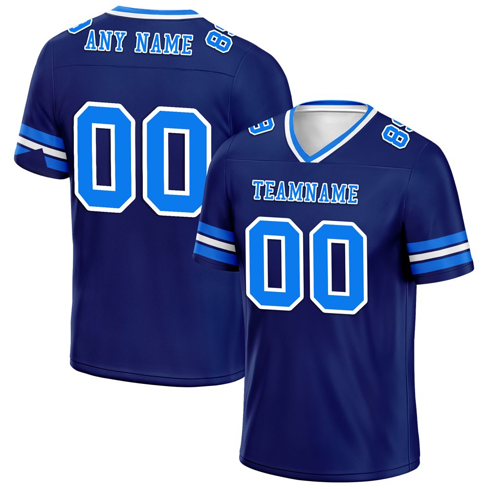 Custom Blue Sleeve Stripes Blue Personalized Authentic Football Jersey FBJ02-bc0f0fc