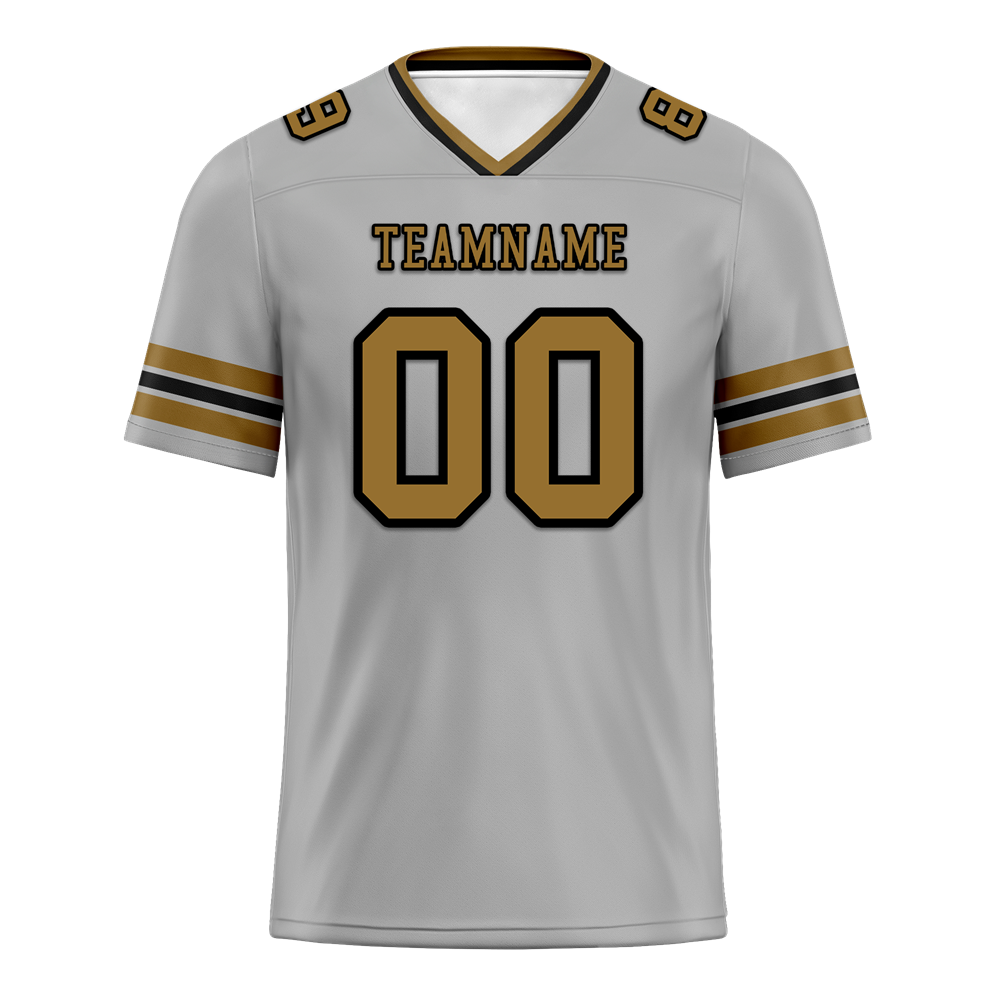 Custom Grey Sleeve Stripes Grey Personalized Authentic Football Jersey FBJ02-bc0f0fd