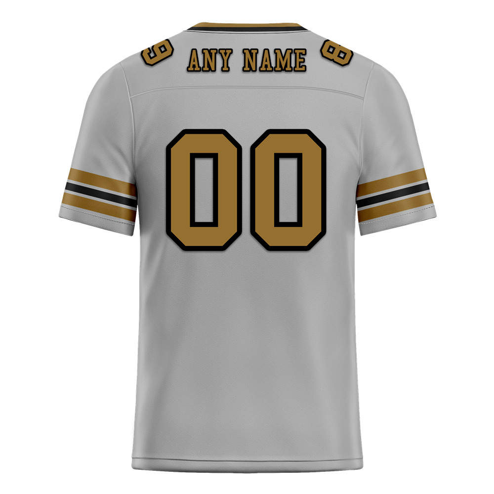 Custom Grey Sleeve Stripes Grey Personalized Authentic Football Jersey FBJ02-bc0f0fd