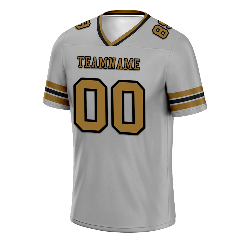 Custom Grey Sleeve Stripes Grey Personalized Authentic Football Jersey FBJ02-bc0f0fd