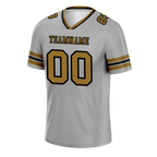 Custom Grey Sleeve Stripes Grey Personalized Authentic Football Jersey FBJ02-bc0f0fd