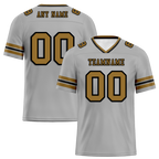 Custom Grey Sleeve Stripes Grey Personalized Authentic Football Jersey FBJ02-bc0f0fd