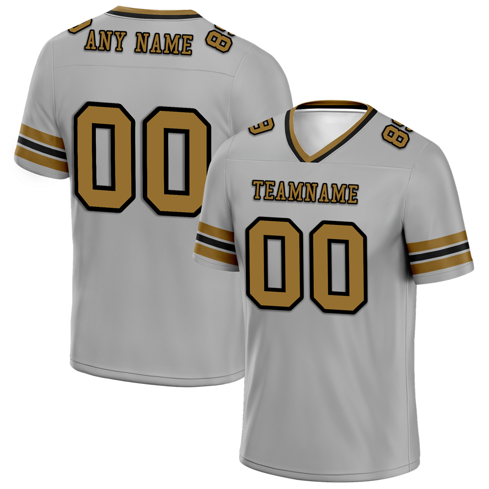 Custom Grey Sleeve Stripes Grey Personalized Authentic Football Jersey FBJ02-bc0f0fd