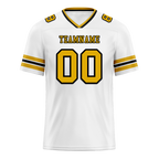 Custom White Sleeve Stripes Yellow Personalized Authentic Football Jersey FBJ02-bc0f0f7