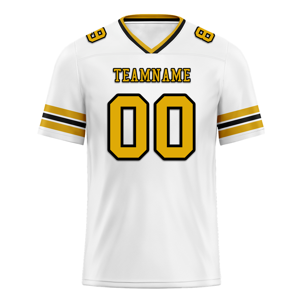 Custom White Sleeve Stripes Yellow Personalized Authentic Football Jersey FBJ02-bc0f0f7