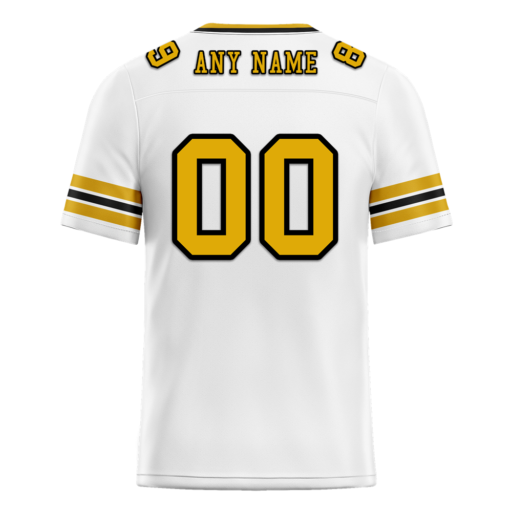 Custom White Sleeve Stripes Yellow Personalized Authentic Football Jersey FBJ02-bc0f0f7