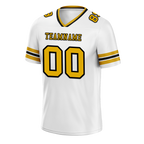 Custom White Sleeve Stripes Yellow Personalized Authentic Football Jersey FBJ02-bc0f0f7