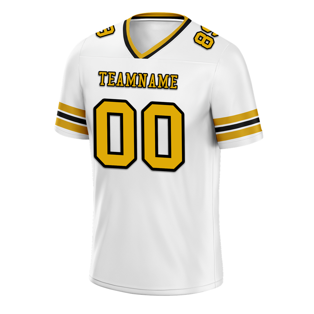Custom White Sleeve Stripes Yellow Personalized Authentic Football Jersey FBJ02-bc0f0f7