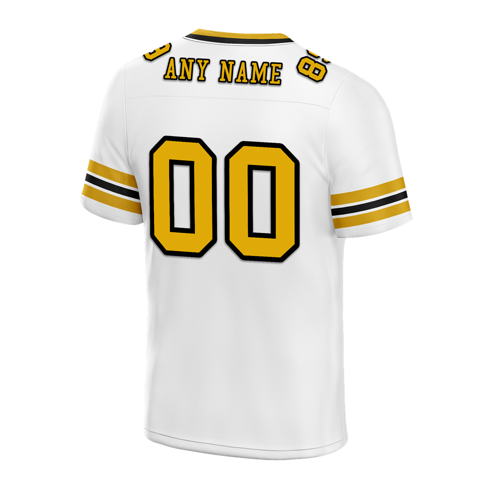 Custom White Sleeve Stripes Yellow Personalized Authentic Football Jersey FBJ02-bc0f0f7