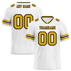 Custom White Sleeve Stripes Yellow Personalized Authentic Football Jersey FBJ02-bc0f0f7