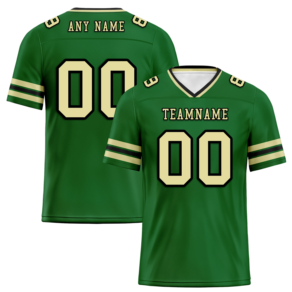 Custom Green Sleeve Stripes Yellow Personalized Authentic Football Jersey FBJ02-bc0f0f9