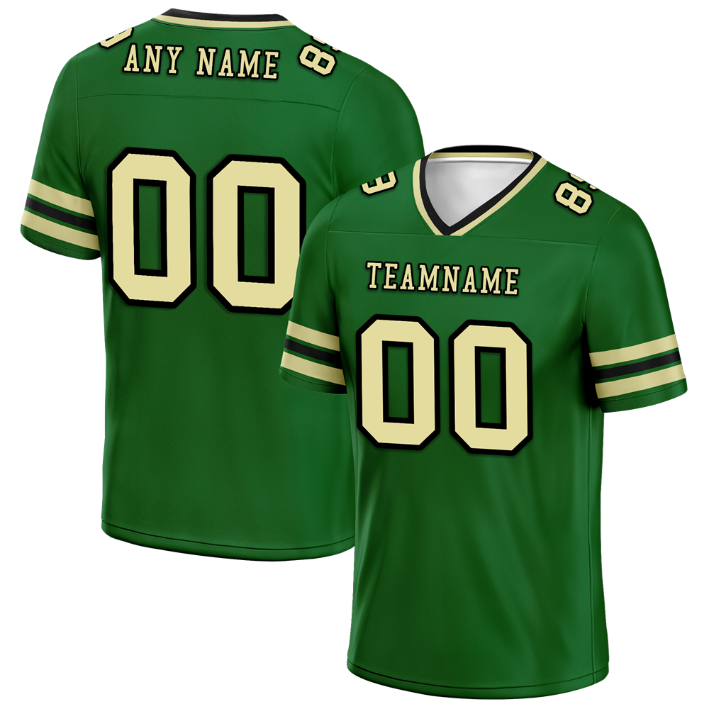 Custom Green Sleeve Stripes Yellow Personalized Authentic Football Jersey FBJ02-bc0f0f9