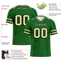 Custom Green Sleeve Stripes Yellow Personalized Authentic Football Jersey FBJ02-bc0f0f9