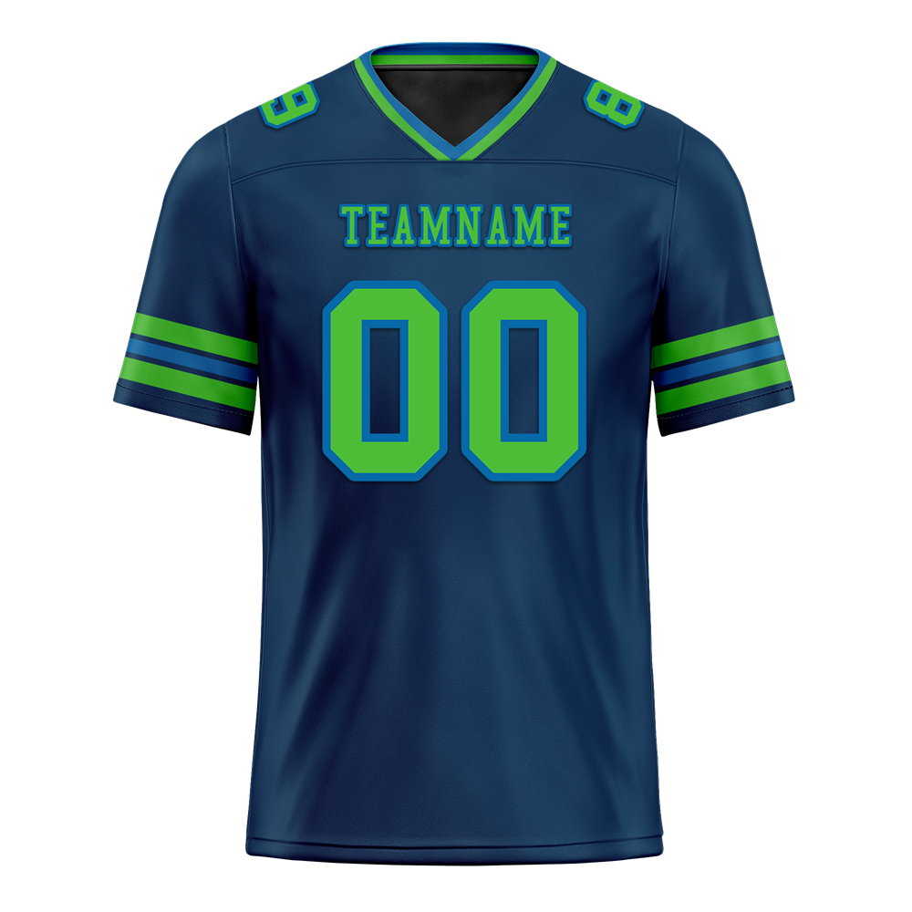 Custom Blue Sleeve Stripes Green Personalized Authentic Football Jersey FBJ02-bc0f07b