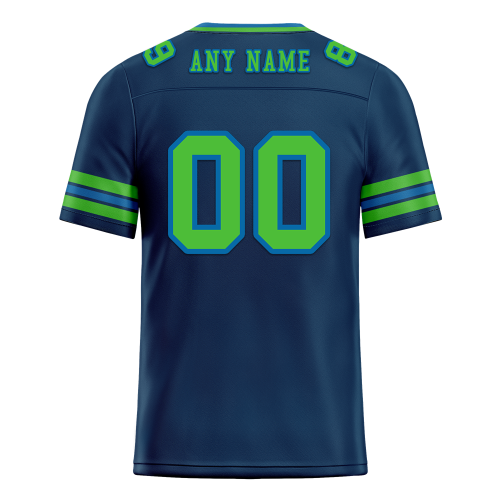 Custom Blue Sleeve Stripes Green Personalized Authentic Football Jersey FBJ02-bc0f07b