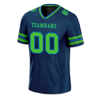 Custom Blue Sleeve Stripes Green Personalized Authentic Football Jersey FBJ02-bc0f07b