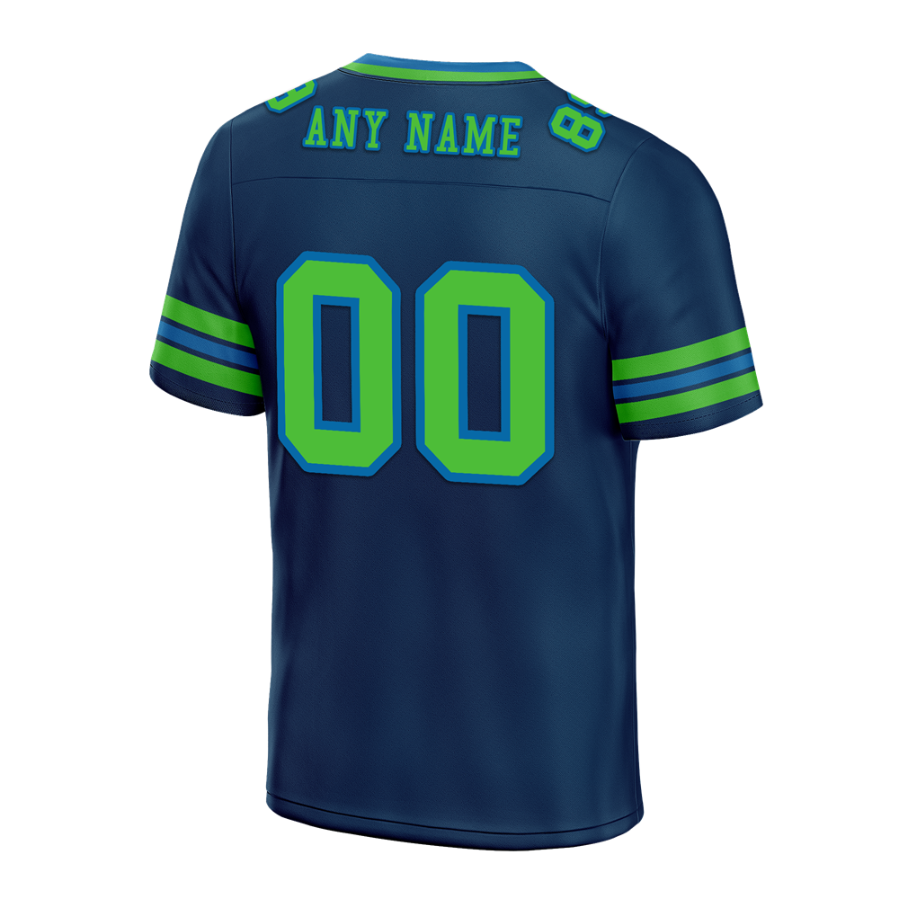 Custom Blue Sleeve Stripes Green Personalized Authentic Football Jersey FBJ02-bc0f07b