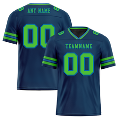 Custom Blue Sleeve Stripes Green Personalized Authentic Football Jersey FBJ02-bc0f07b