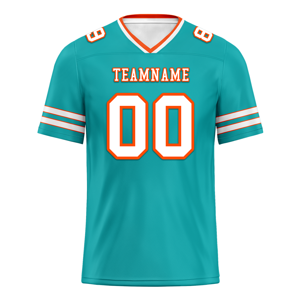 Custom Aqua Sleeve Stripes White Personalized Authentic Football Jersey FBJ02-bc0f07f